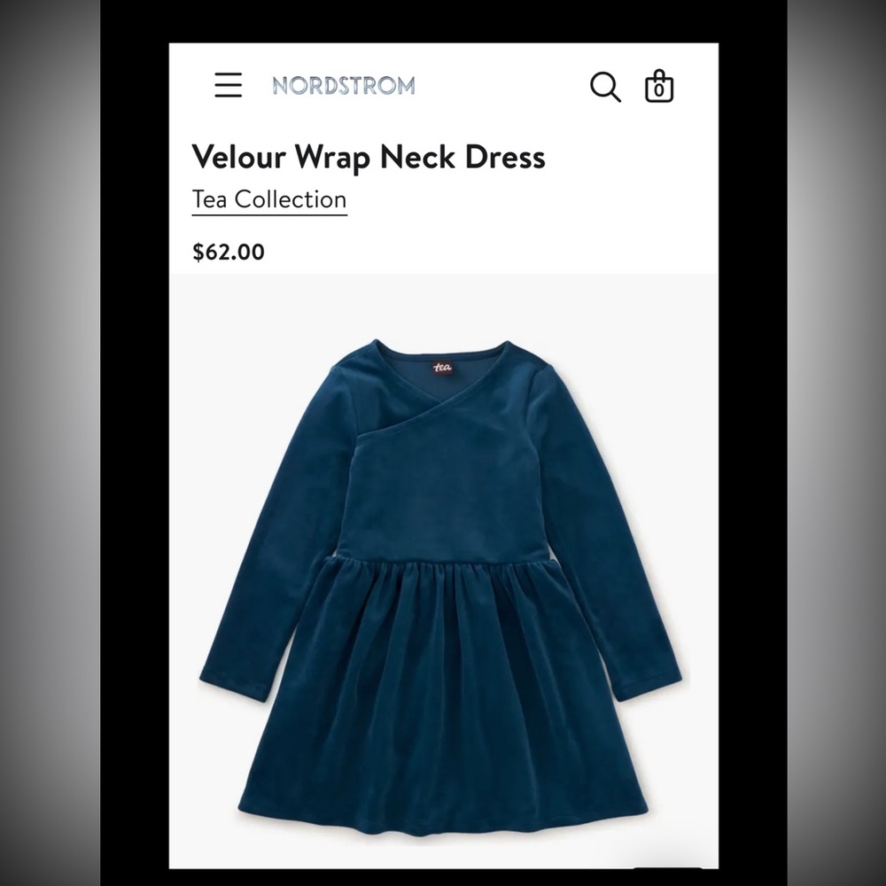 Tea Velour Wrap Neck Dress NWT